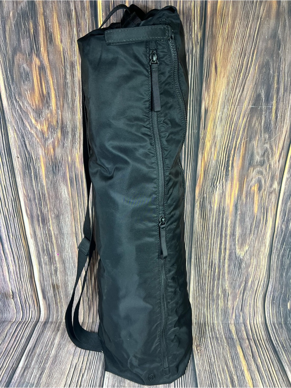 Lululemon Black Yoga Mat Shoulder Bag Class Travel Instructor Zip Stash Pockets